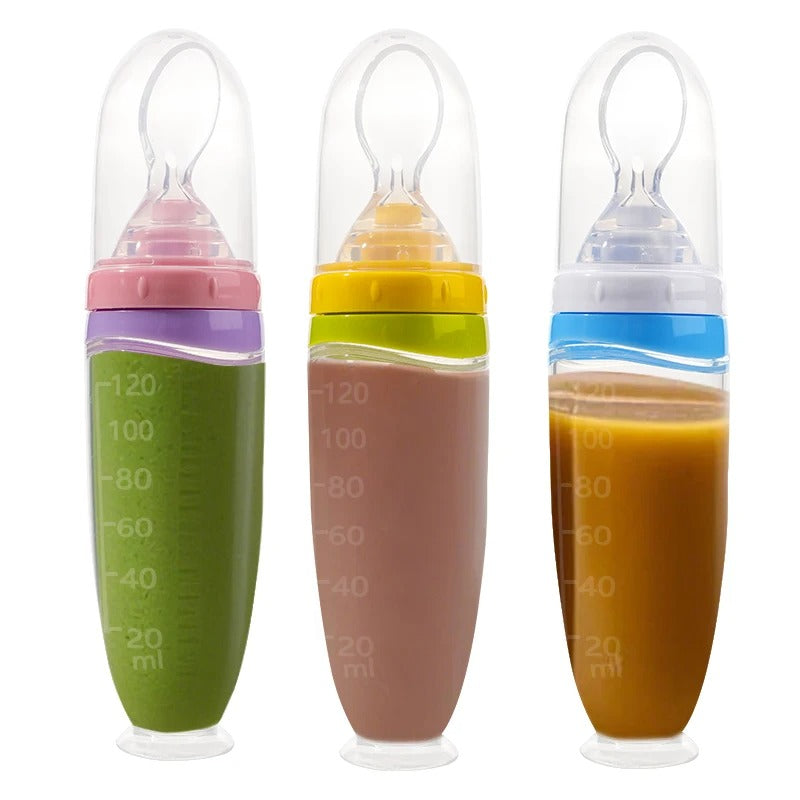 Baby Spoon Feeder | 90ml Silicone Feeding Bottle with Spoon | Infant