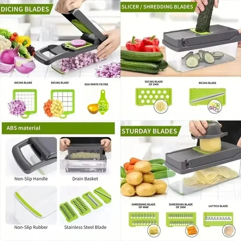 16 in 1 Vegetable Cutter - Multifunctional Slicer, Chopper, Dicer