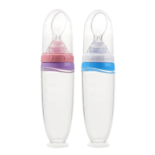 Baby Spoon Feeder | 90ml Silicone Feeding Bottle with Spoon | Infant