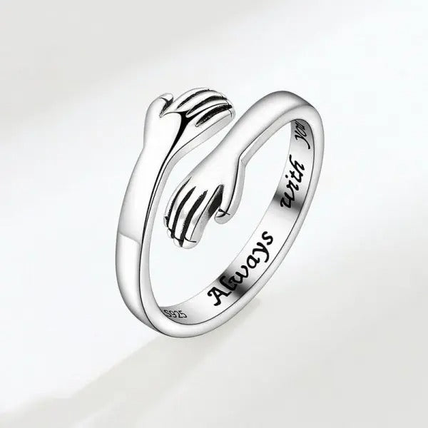 Romantic Heart Hand Hug Ring for Women Men I Love You