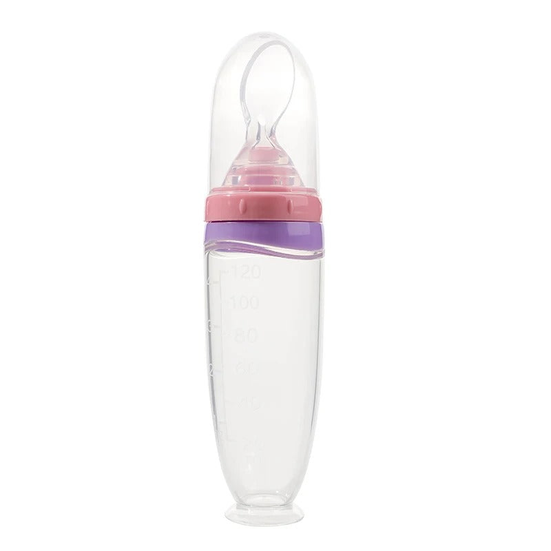 Baby Spoon Feeder | 90ml Silicone Feeding Bottle with Spoon | Infant