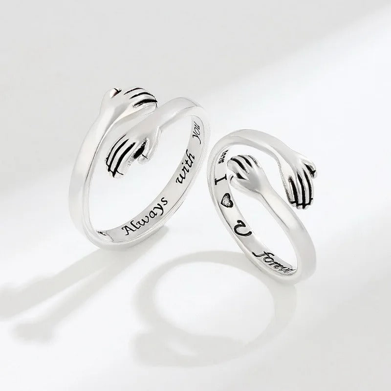Romantic Heart Hand Hug Ring for Women Men I Love You