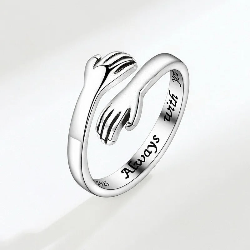Romantic Heart Hand Hug Ring for Women Men I Love You