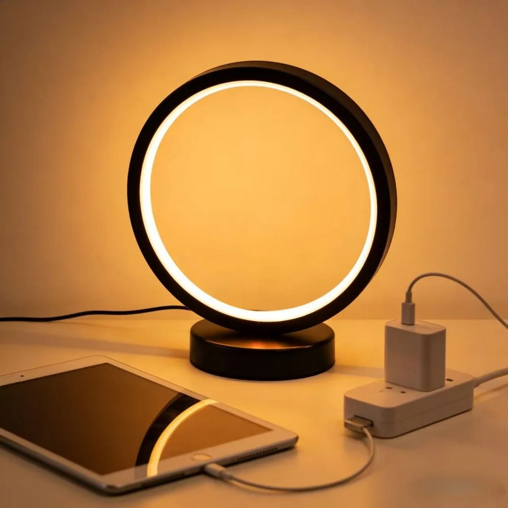 Nordic Style LED Table Lamp 5VUSB Plug Three Tone Light Circular