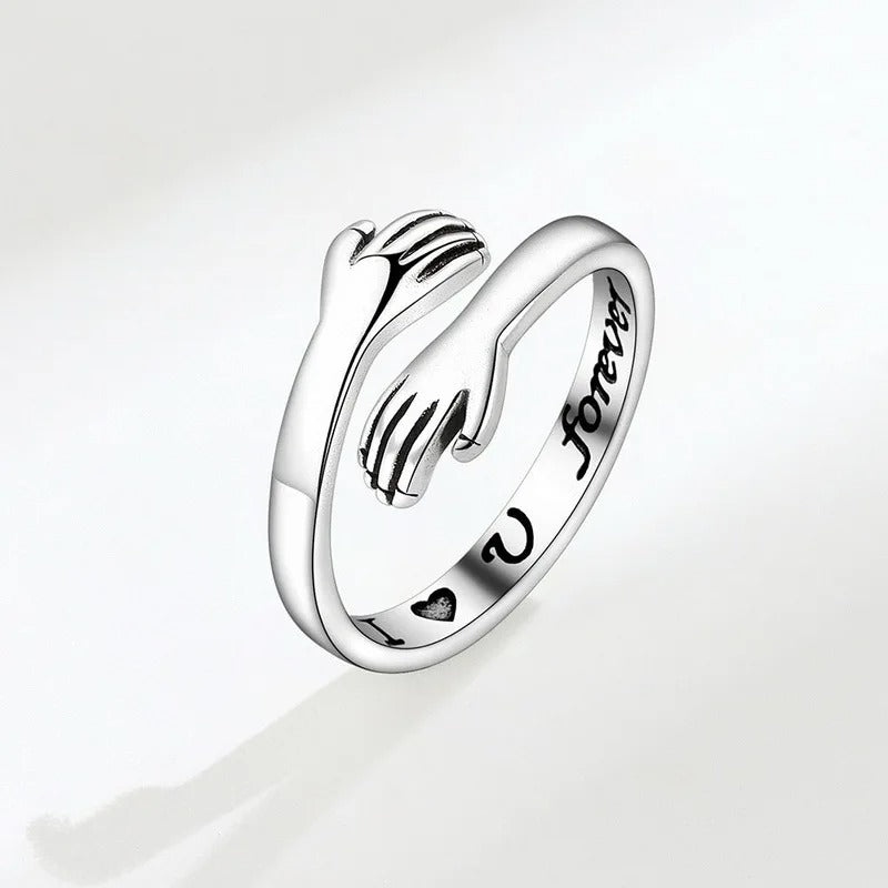 Romantic Heart Hand Hug Ring for Women Men I Love You