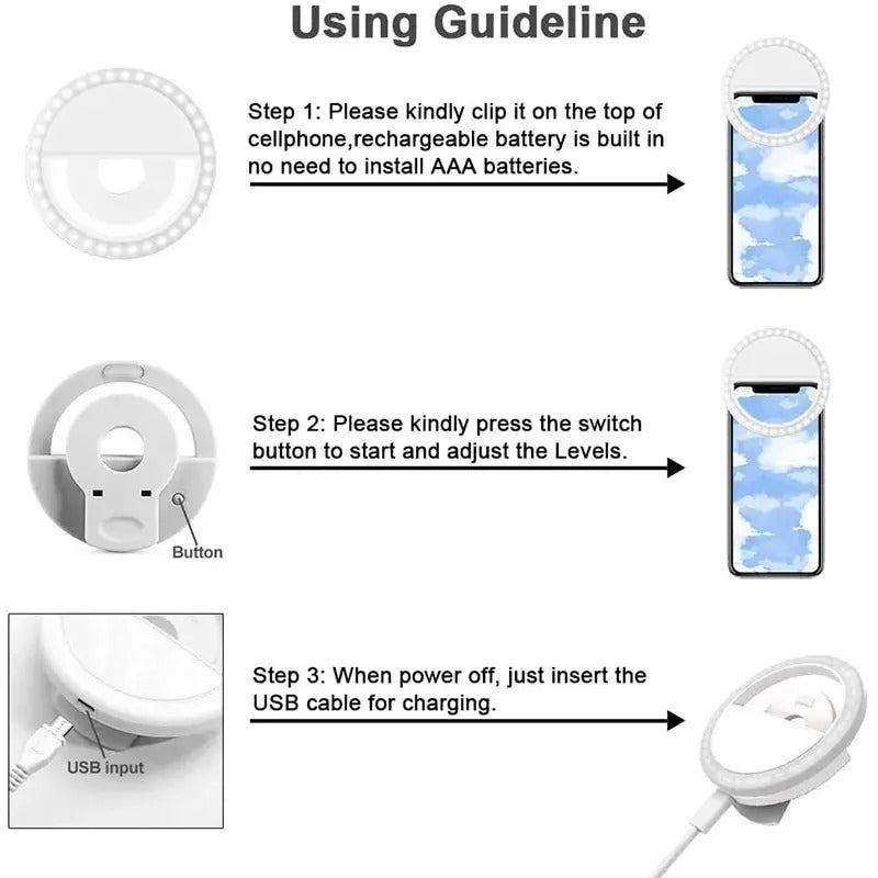 Mobile Selfie Ring Light, Mini Mobile Selfie Ring Light, LED Selfie Ring Light