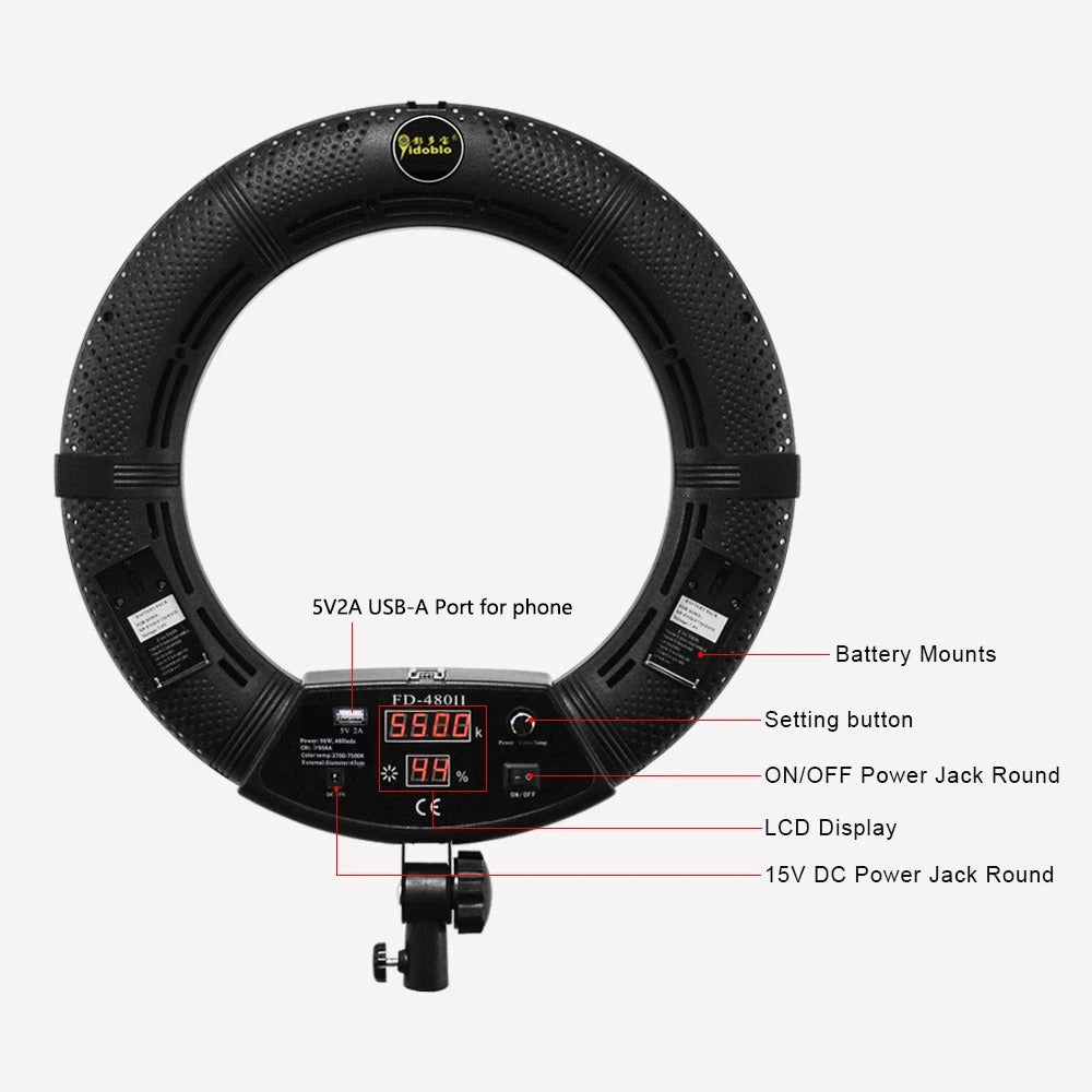 26cm Ring Light With Phone Holder & 3 Shades Of Colour For Videos Photography Studio & Lightining