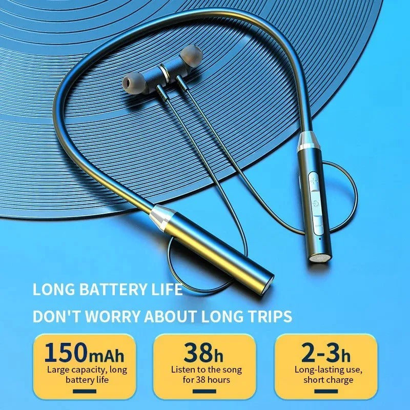 Wireless Neckband Bluetooth 5.0 Headphone Wireless Headset With Heavy Bass Stereo Earphones High Quality Magnetic Attraction Intelligent Noise Reduction Cancelling Sports Headset ZF Tech